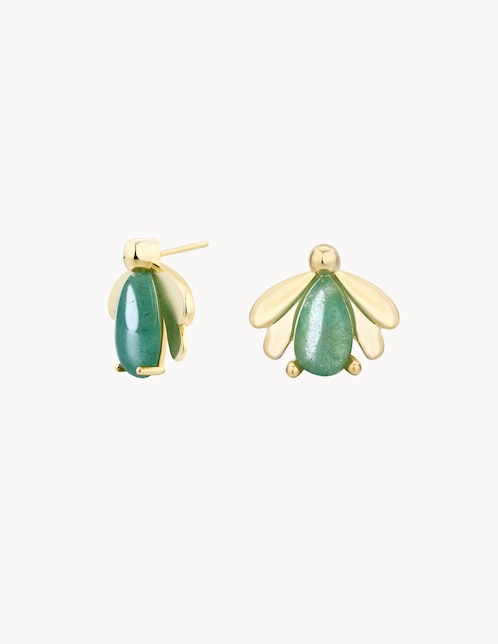 Broqueles de luciérnaga Apodemia Firefly baño de oro 18 k jade