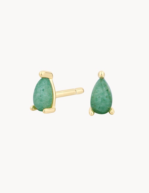 Broqueles de gota Apodemia Firefly baño de oro 18k jade