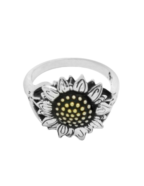 Anillo de flor P 925 de plata brillante