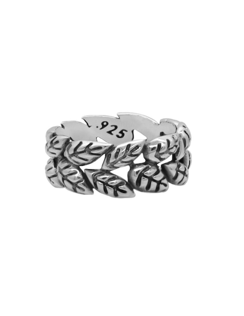 Anillo de hoja P 925 de plata brillante