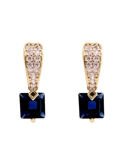 Aretes cuadrados Oro Angelus con acabado pavé zirconia