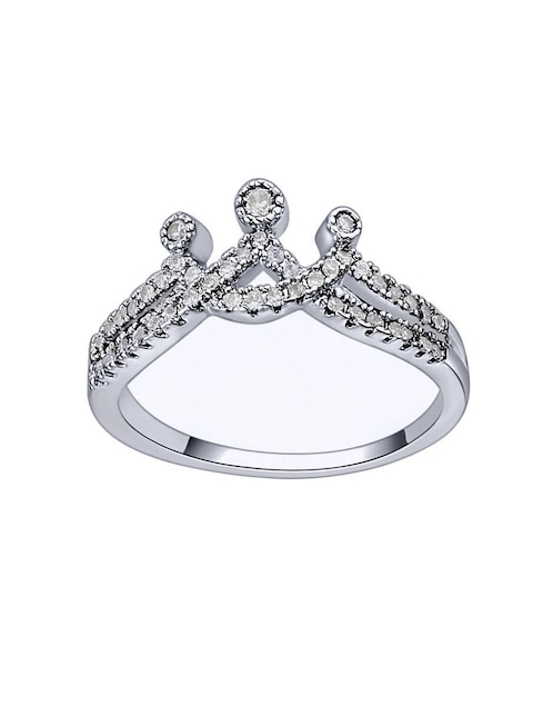 Anillo de corona Ocean Heart Elegance cristal con acabado baño de oro blanco