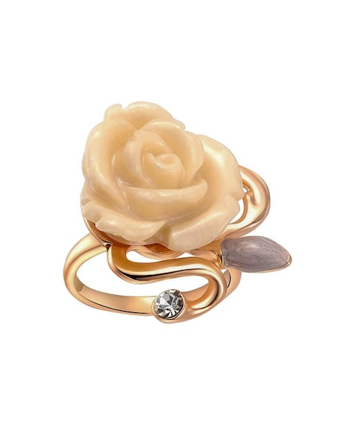 Anillo de flor Ocean Heart Elegance cristal con acabado baño de oro rosa