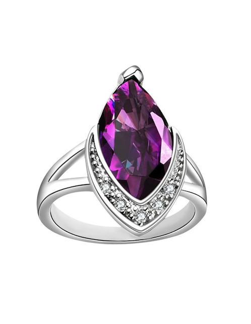 Anillo con gema ovalado Ocean Heart Elegance cristal con acabado baño de oro blanco