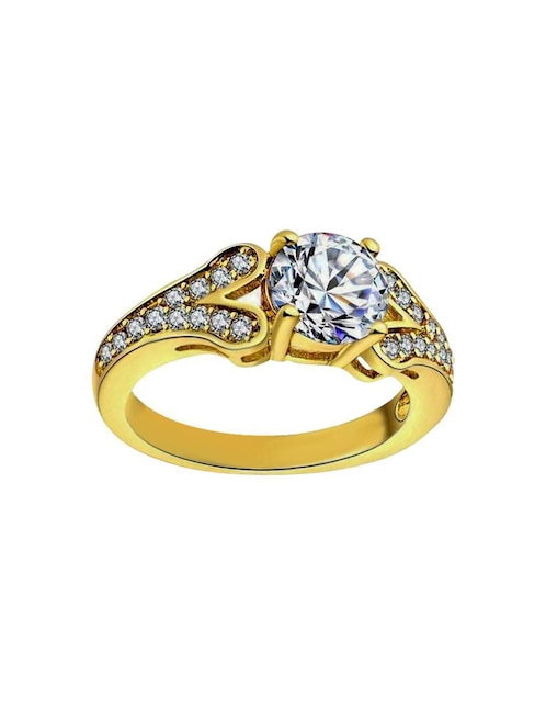 Anillo multi gemas Ocean Heart Elegance cristal con acabado baño de oro