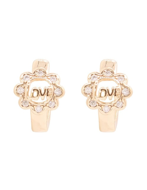 Aretes de flor Oro Angelus con acabado brillante zirconia