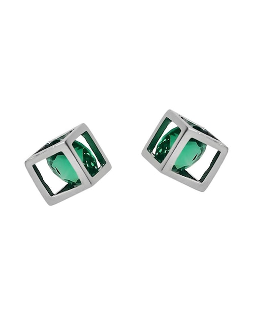 Aretes cuadrados Sofia Blum de plata P 925 con acabado baño rodio circonita