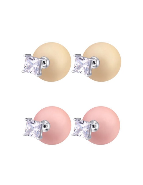 Set de aretes redondos Ocean Heart con acabado mate cristal