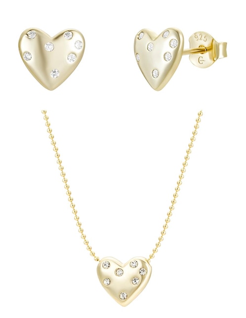 Set collar y aretes Carmela Mía Corazones de plata P 925 zirconia