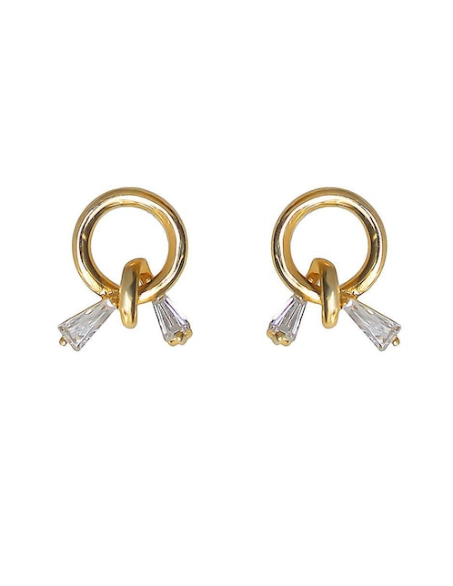 Aretes circulares Sofia Blum de plata P 925 con acabado chapa de oro circonita