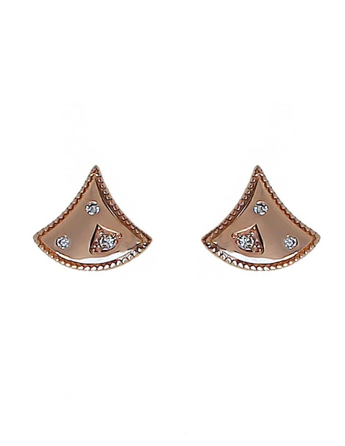 Aretes de abanico Sofia Blum de plata P 925 con acabado baño de oro rosa circonita