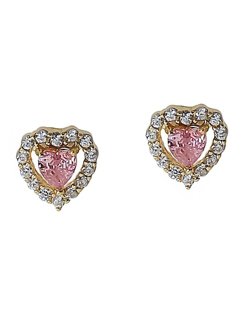 Aretes de corazón Sofia Blum de plata P 925 con acabado chapa de oro circonita