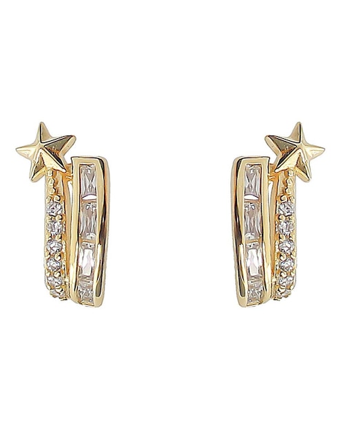 Aretes de estrella Sofia Blum de plata P 925 con acabado chapa de oro circonita