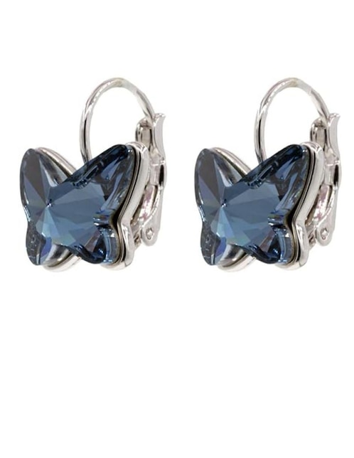 Aretes de mariposa Mayfer Joyería con acabado baño rodio cristal