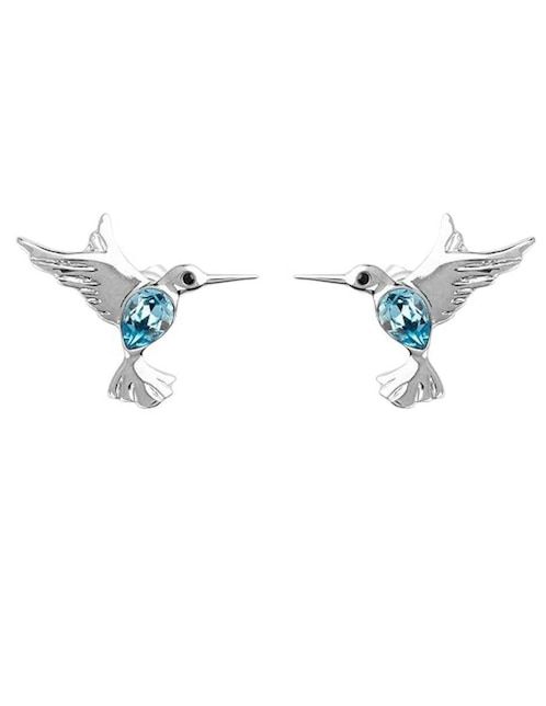 Broqueles de colibrí Mayfer Joyería con acabado baño rodio cristal