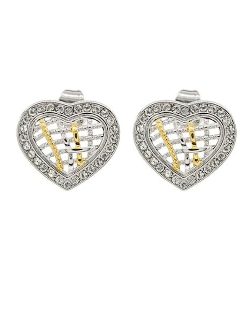 Broqueles de corazón Mayfer Joyería con acabado plateado cristal