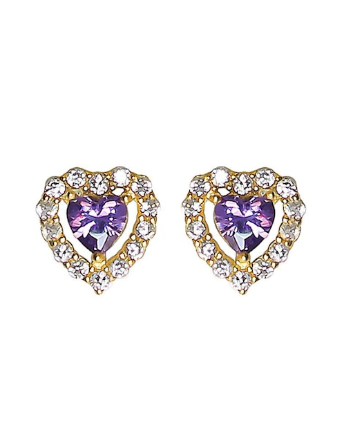 Aretes de corazón Sofia Blum de plata P 925 con acabado chapa de oro circonita