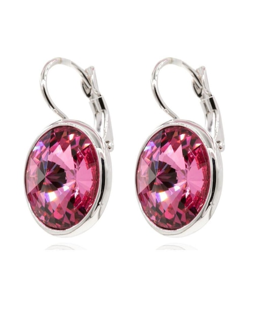 Broqueles circulares Mayfer Joyería con acabado baño rodio cristal