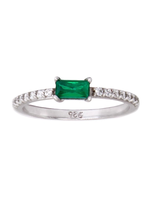 Anillo rectangular P 925 de plata zirconia brillante