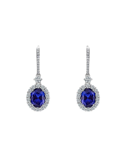 Aretes ovalados Gladkova Joyería de plata P 925 con acabado pavé zafiro