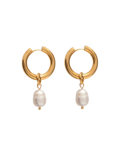 Aretes de aro Aurela 18K con acabado chapa de oro perla