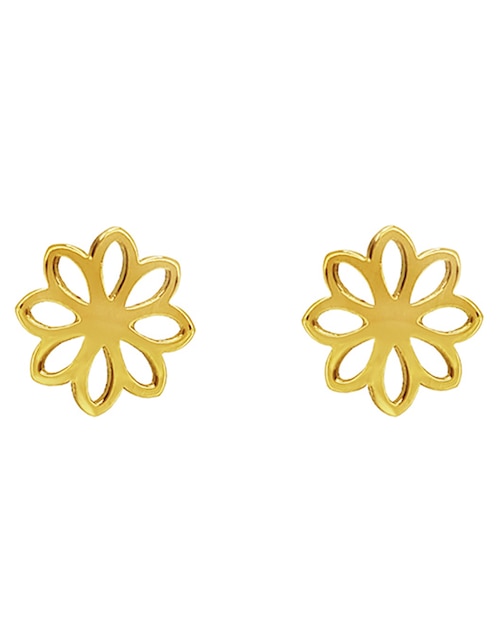 Broqueles de flor Anamora por Tanya Moss de oro 14 K con acabado pulido