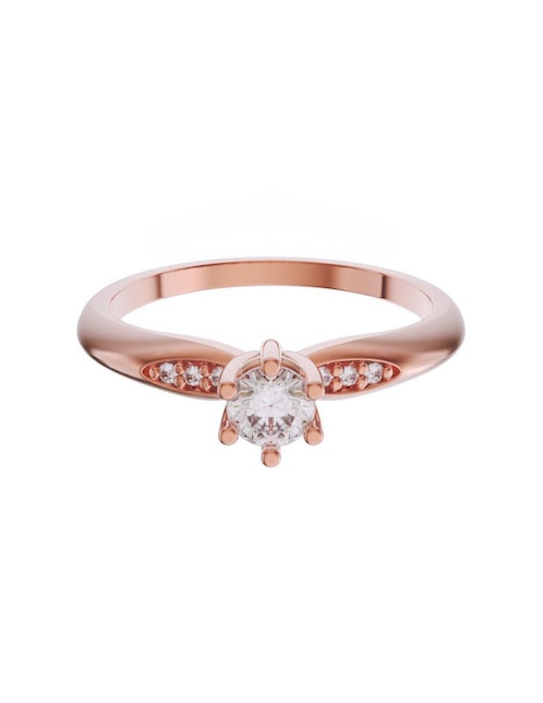 Solitario de oro 14 k zirconia 1