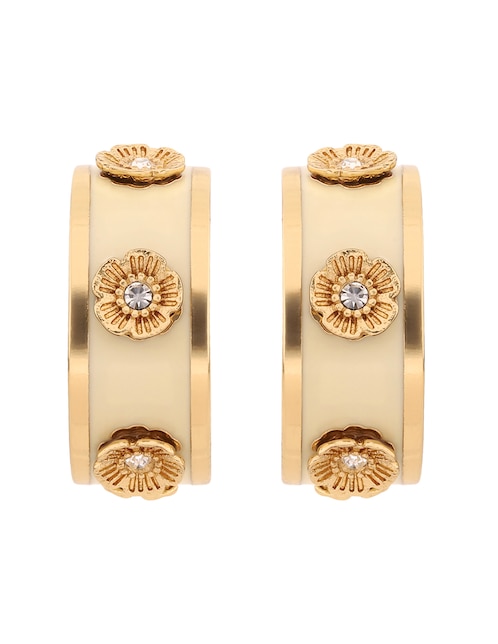 Arracadas de flor Coach 3.1 Mday Pearls And Florals con acabado brillante cristal