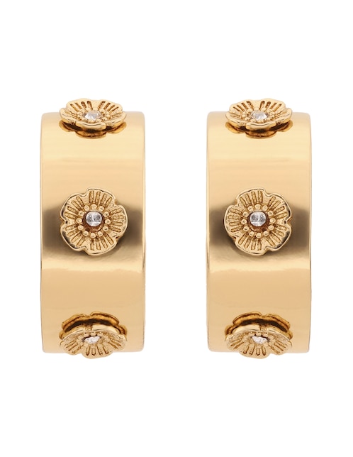 Arracadas de flor Coach 3.1 Mday Pearls And Florals con acabado brillante cristal