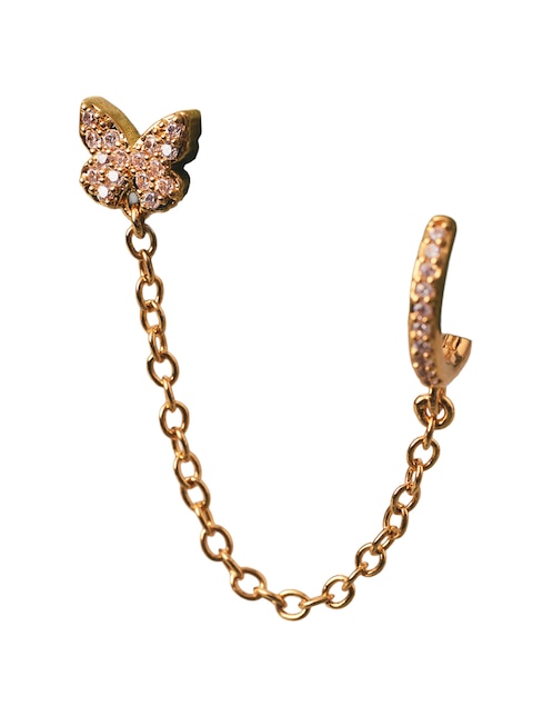 Piercing de mariposa Apodemia Sparkle con acabado baño de oro 18 K circonita