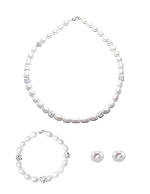 Aretes, collar y pulsera de gota Greg J.M. perla