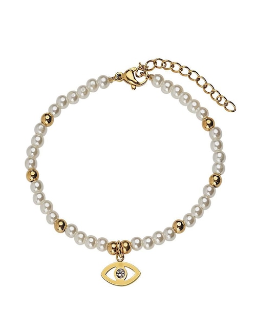 Pulsera Luckyly con perla 18 k Annie Ojo Turco con acabado brillante