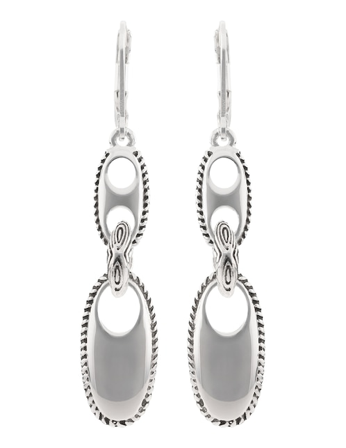 Aretes ovalados Casual Silver Link con acabado brillante 1