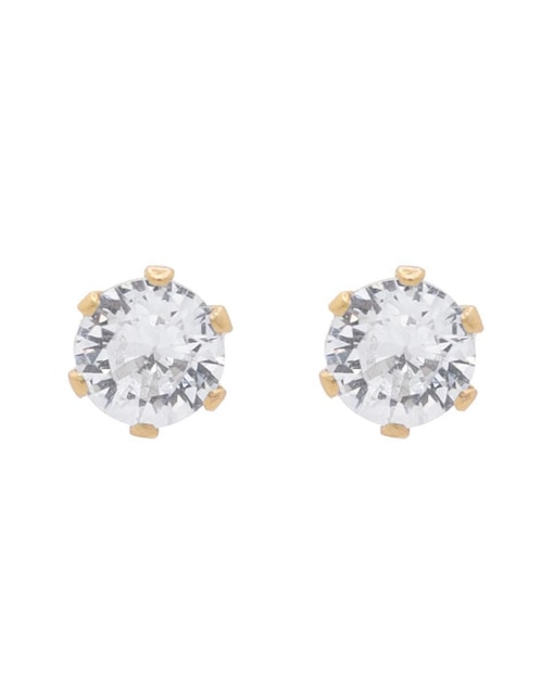 Aretes redondos Oro Angelus con acabado brillante zirconia