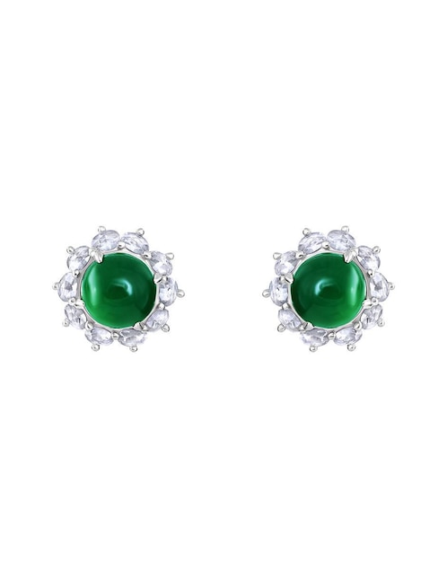 Broqueles circulares Gladkova Joyería de plata P 925 agata verde natural