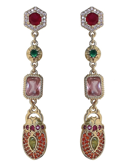 Aretes de escarabajo Sofia Blum de plata P 925 con acabado baño de oro circonita