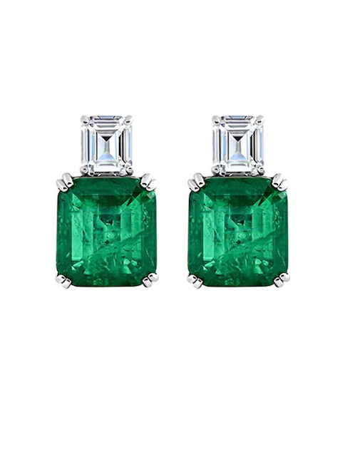 Broqueles rectangulares Gladkova Joyería de plata P 925 esmeralda