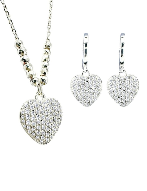 Aretes y collar de corazón Zvezda de plata P 925 circonita