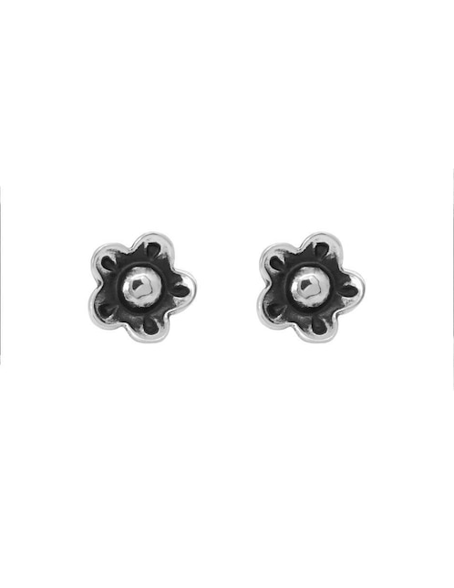 Broqueles de flor de plata P 925 con acabado brillante