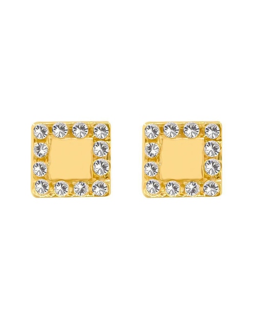 Broqueles cuadrados Oro Angelus de oro con acabado pavé zirconia