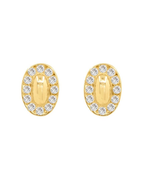 Broqueles ovalados Oro Angelus de oro con acabado pavé zirconia
