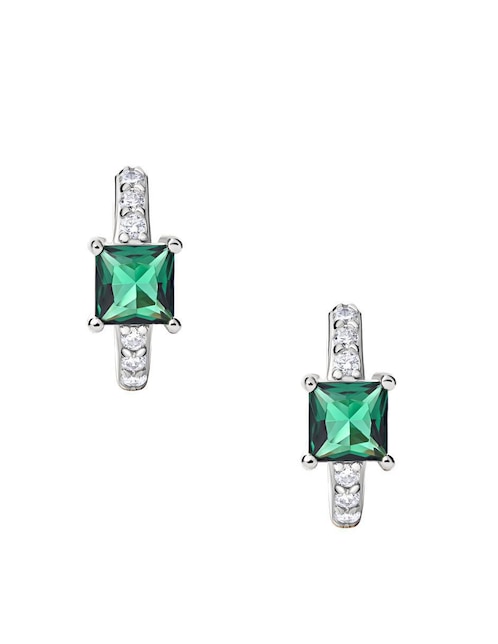 Aretes de círculo Gladkova Joyería de plata P 925 esmeralda