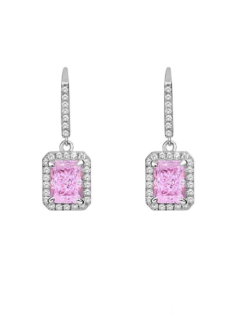 Aretes rectangulares Gladkova Joyería de plata P 925 zirconia