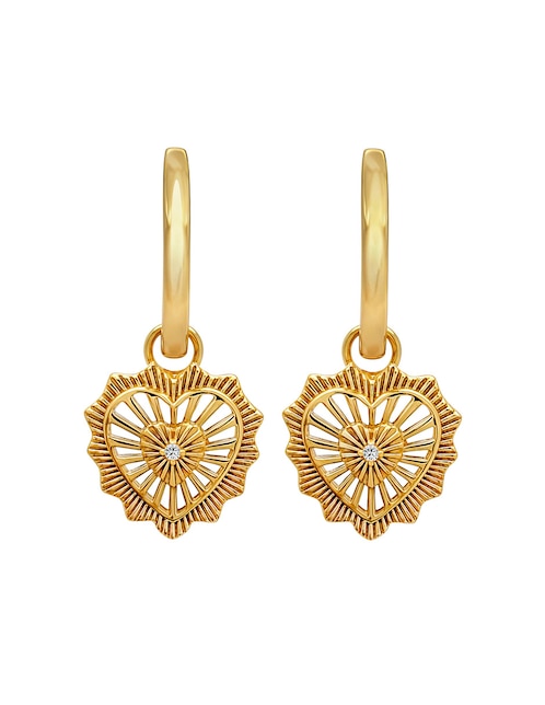 Aretes largos de corazón Eterna de plata P 925 con acabado pulido 1