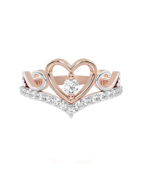 Anillo de corazón 14 k de oro zirconia brillante 1