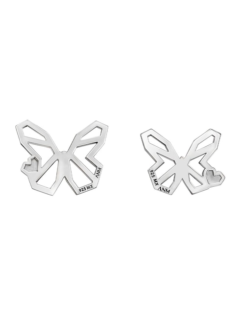 Broqueles de mariposa Anamora Por Tanya Moss Origami de plata P 925 con acabado plateado