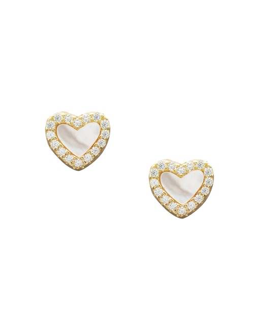 Broqueles de corazón Westies de plata P 925 con acabado pavé madre perla