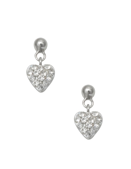 Aretes de corazón Shamballa .925 de plata P 925 con acabado pavé cristal 1