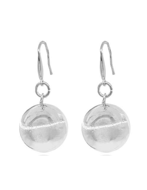 Aretes de esfera Mayfer Joyería Atenas con acabado baño rodio