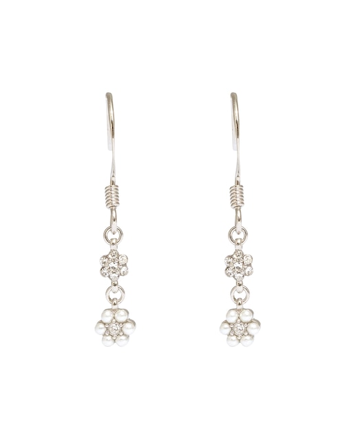 Aretes de flor Carré Destellos De Flores con acabado brillante perla